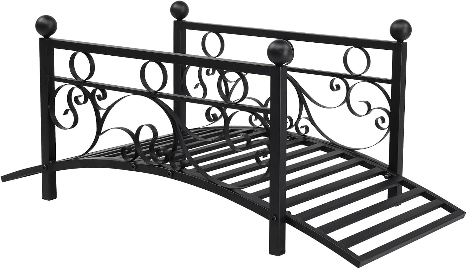 Metal Garden Bridge for Outdoor, Elegant Decorative Bridge Powder-Coated Finish