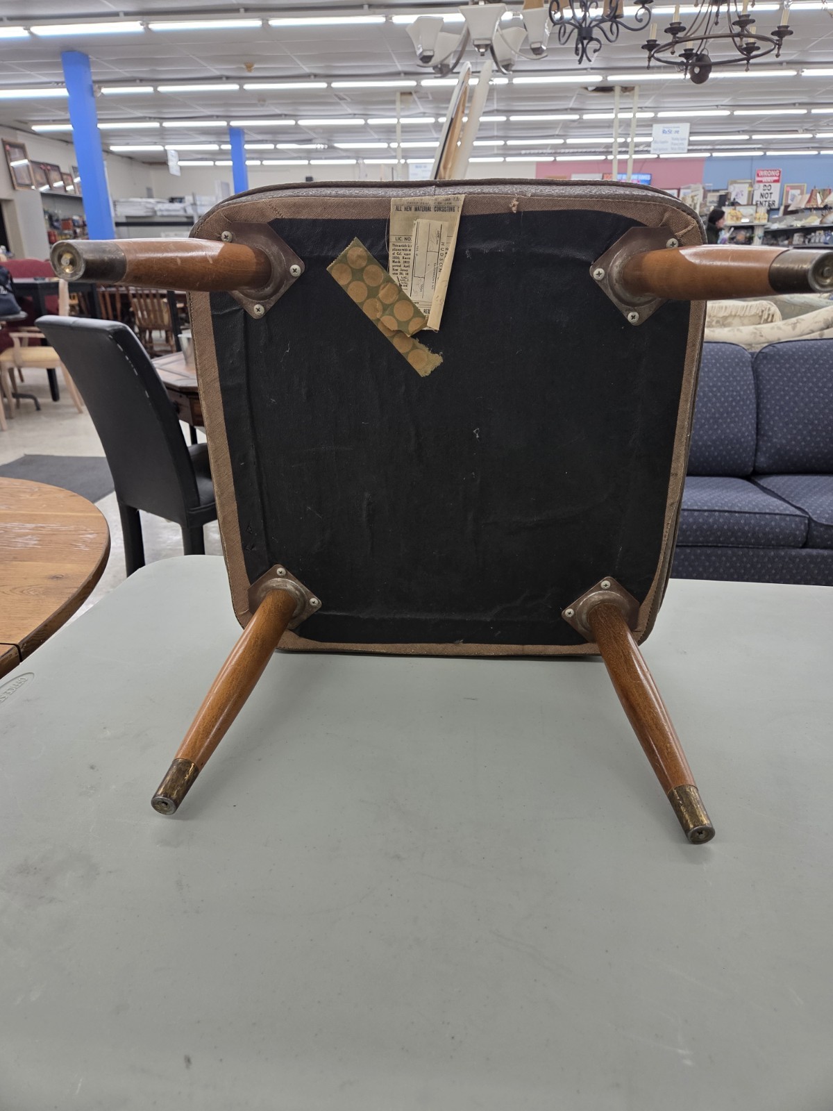 VINTAGE WONDERFUL MID CENTURY, AVOCADO GREEN VINYL, FOOT STOOL WITH LEGS!