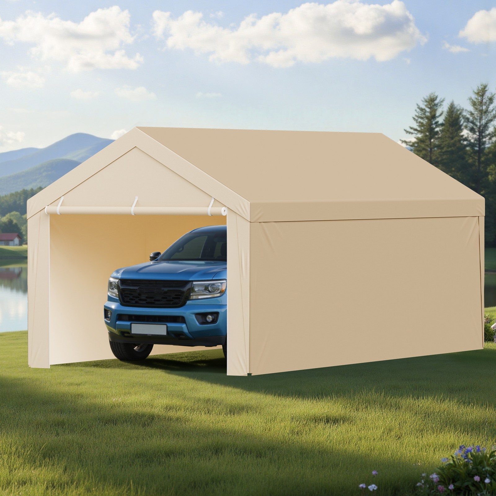 VEVOR Carport Replacement Canopy Cover with Sidewalls 10x20ft Frame Not Included