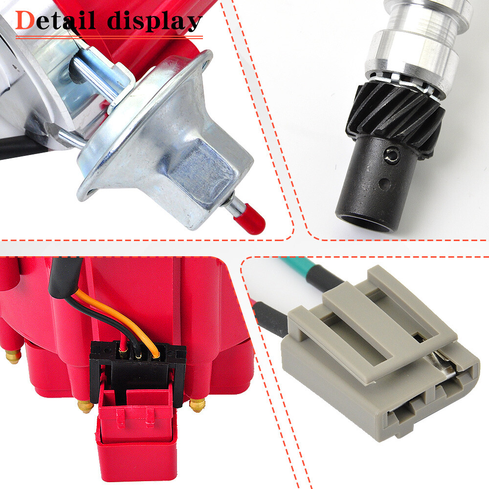 GM08 HEI Distributor &Wire &Pigtail for Chevy 350 454 SBC BBC w/65K Volt 9000RPM