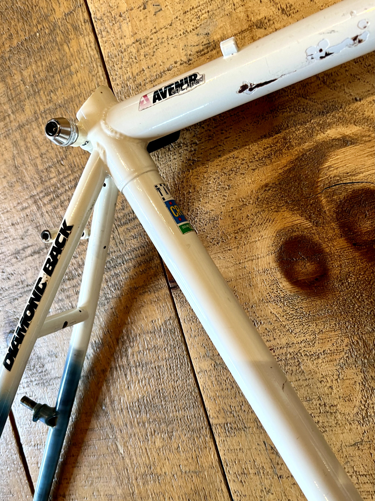 Vintage 90s Diamondback Ascent EX 19.5" Steel Mountain Bike Frame White Blue Mix