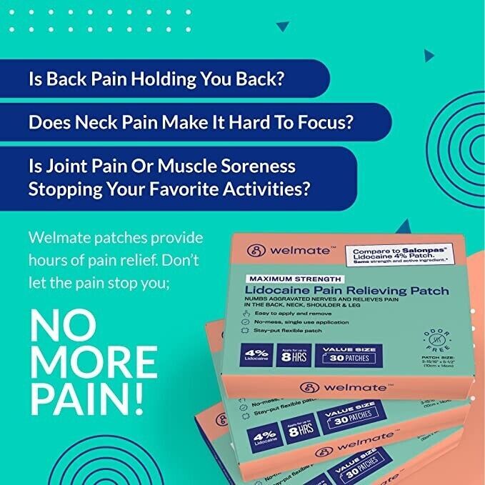 Lidocaine 4% Patch | Maximum Strength Pain Relief 30 Count |