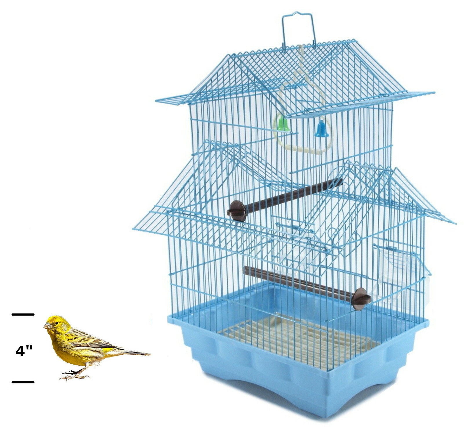 18" Small Parakeet Wire Bird Cage for Finches Canaries Hanging Travel Bird House
