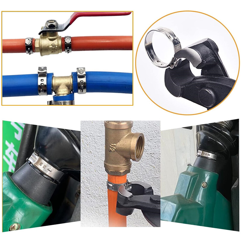 100pcs Hose Clamp Assorted Stainless Steel Ear Cinch Rings Crimp Pinch Set