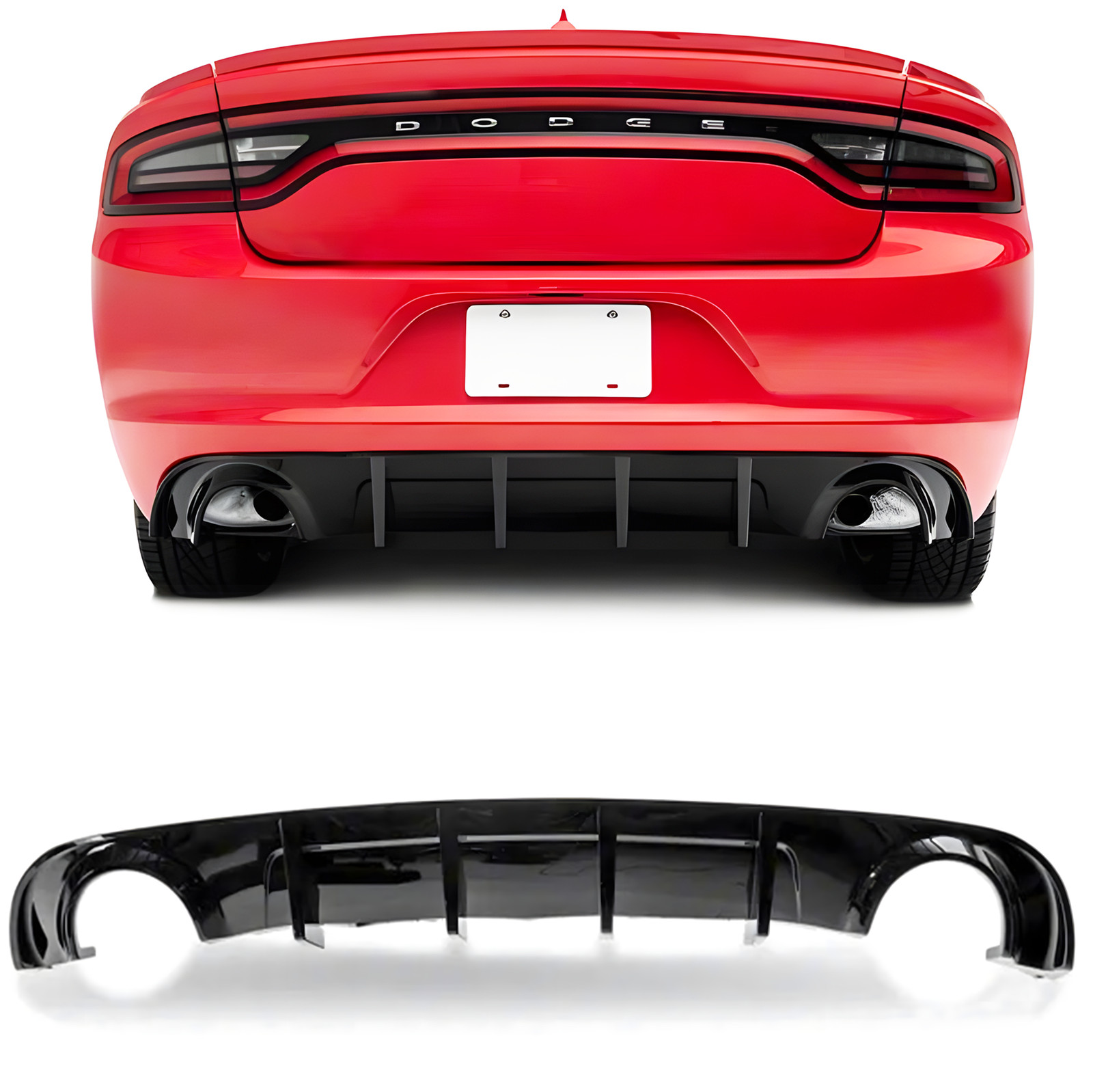 Rear Bumper Diffuser Lip Gloss Black For 2015-2023 Dodge Charger R/T SE SXT