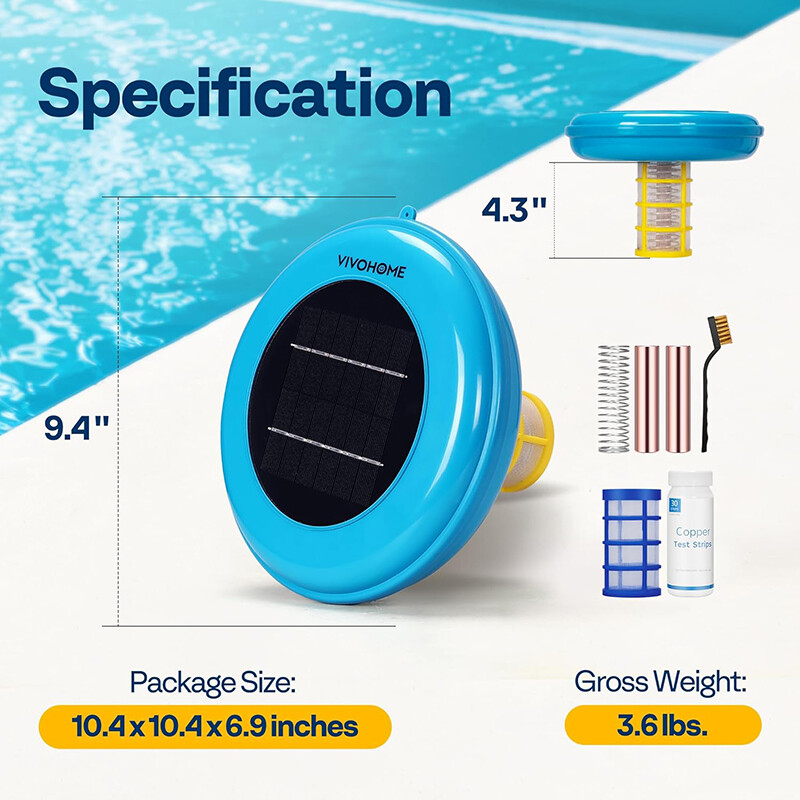 Solar Pool Ionizer Chlorine-Free Sun Shock & Water Purifier Up to 35,000 Gal