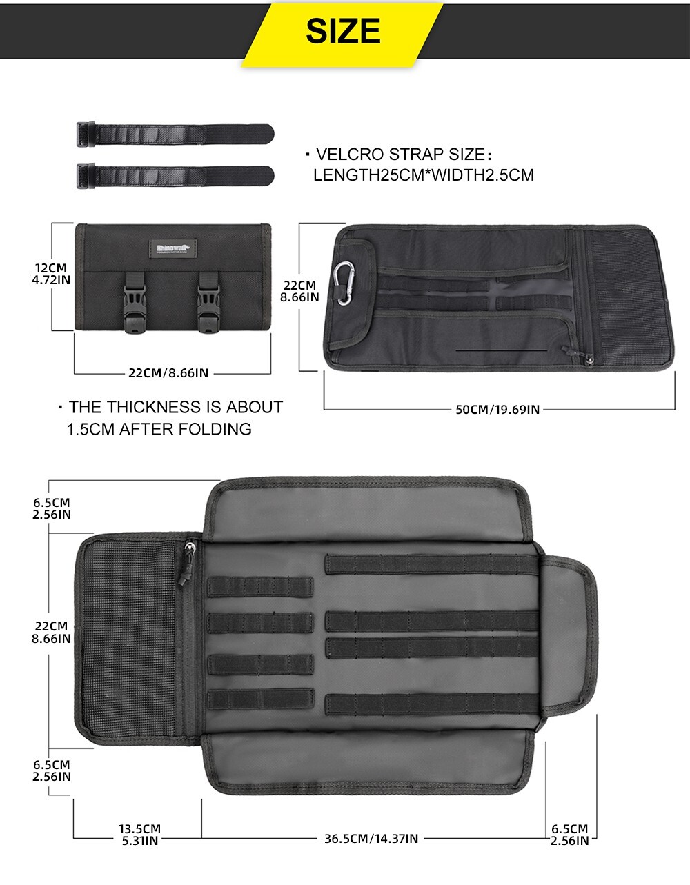 Rhinowalk Motorcycle Tool Bag Portable Pouch Outdoor Repair Tool Roll Pack