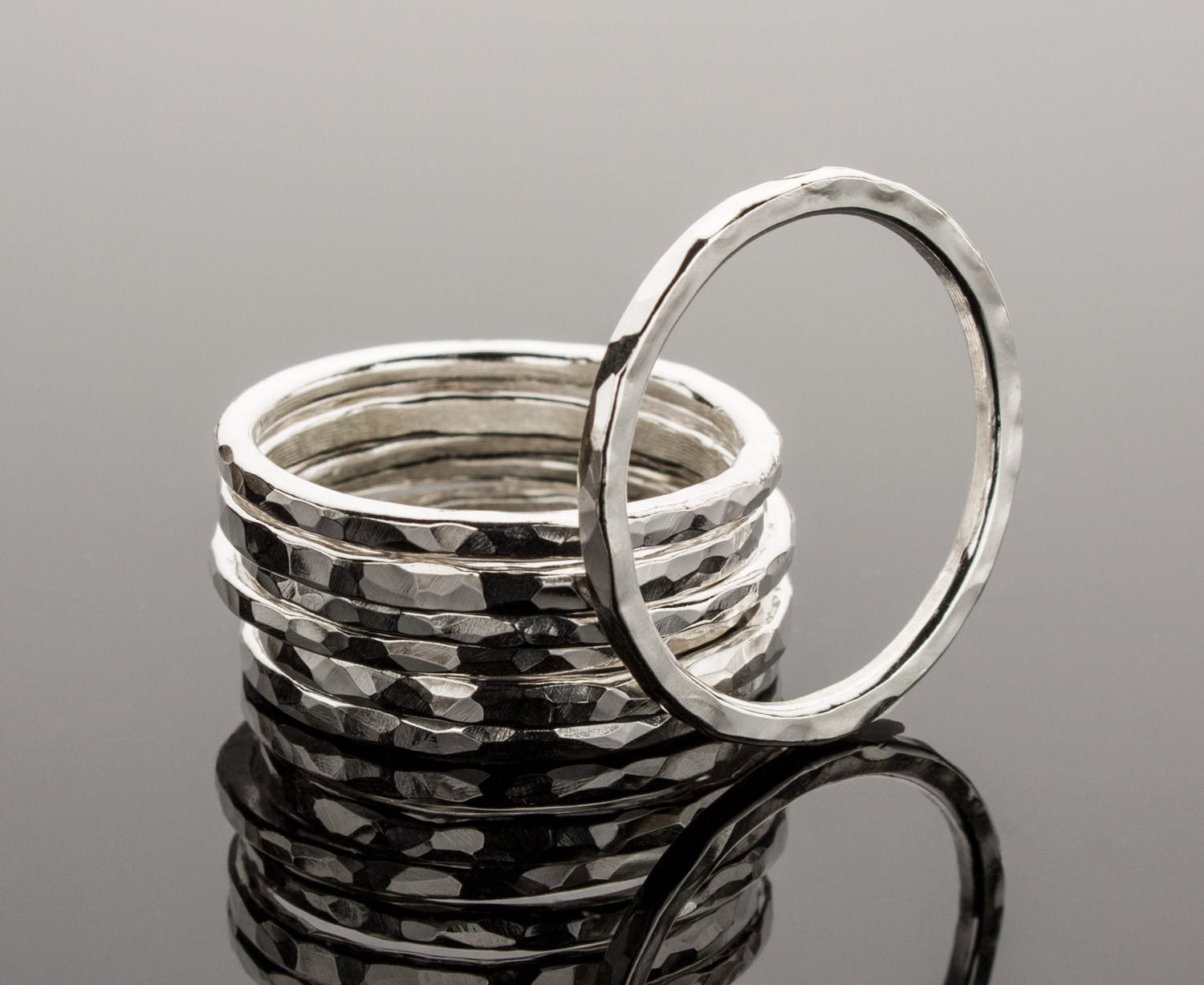 Stacking Ring .925 Sterling Silver Hammered Texture Handcrafted Ring Single Ring