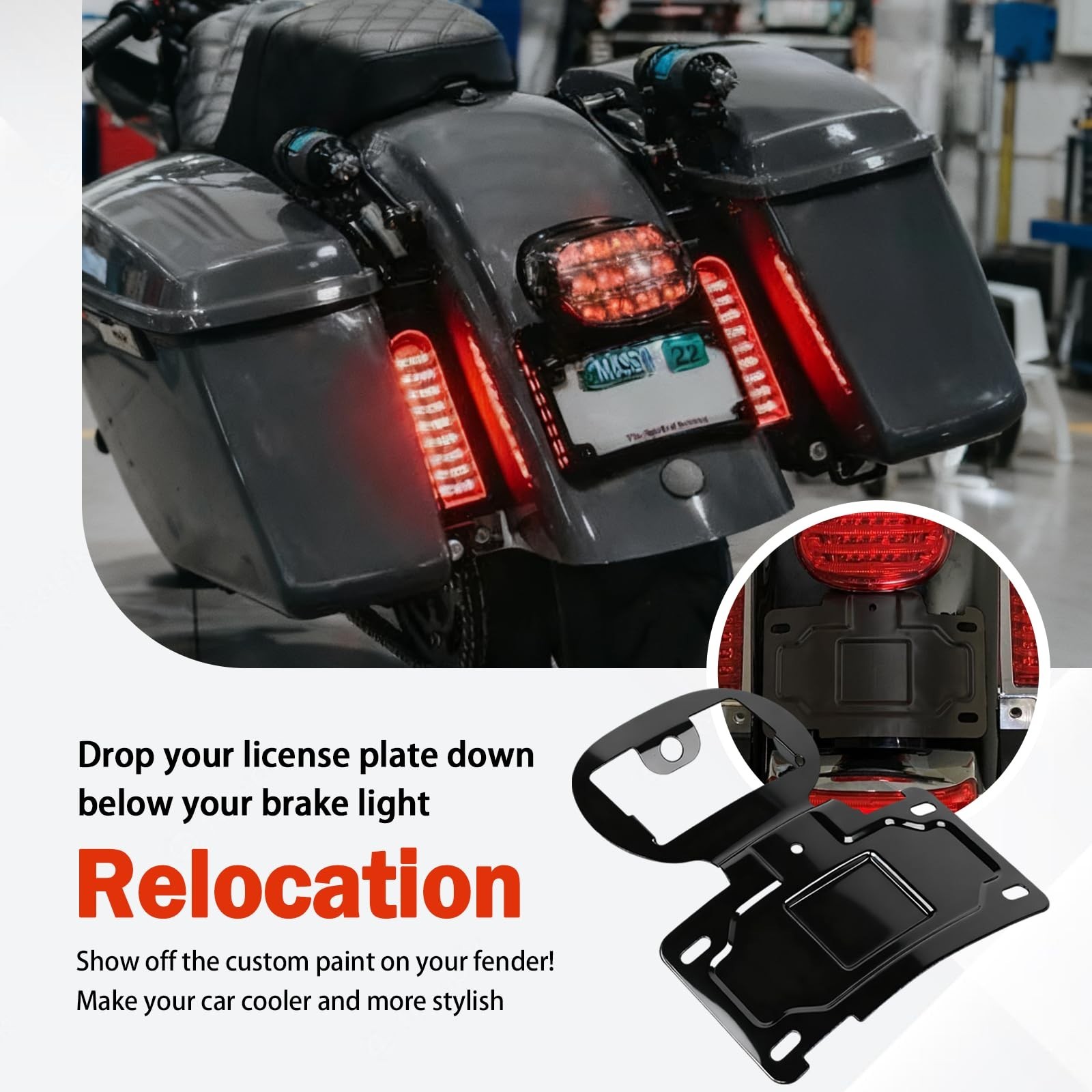 License Plate Relocation Bracket for Harley Electra Glide Ultra Limited CVO FL