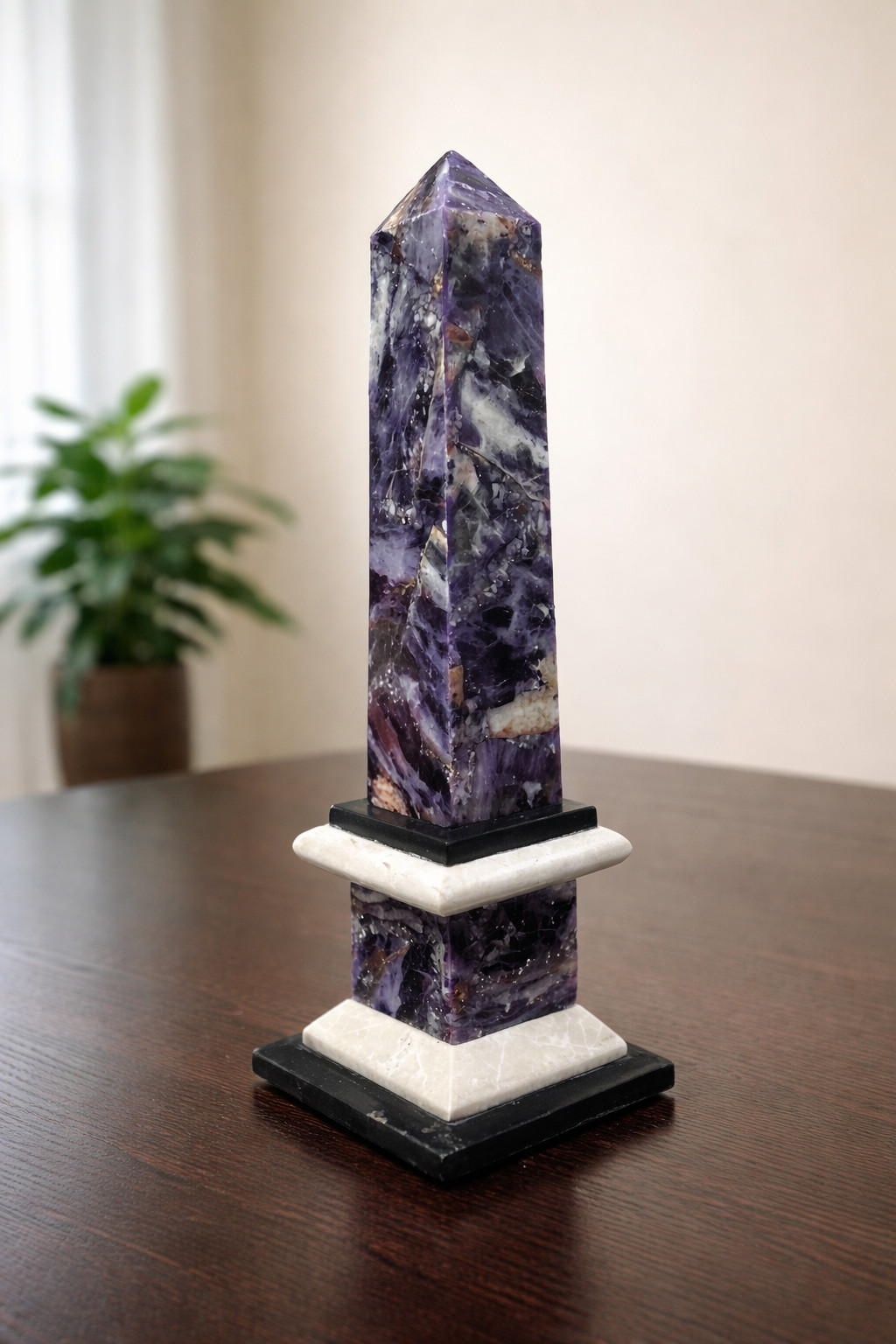 Antique 19th C English Grand Tour Derbyshire Blue John Fluorite Obelisk