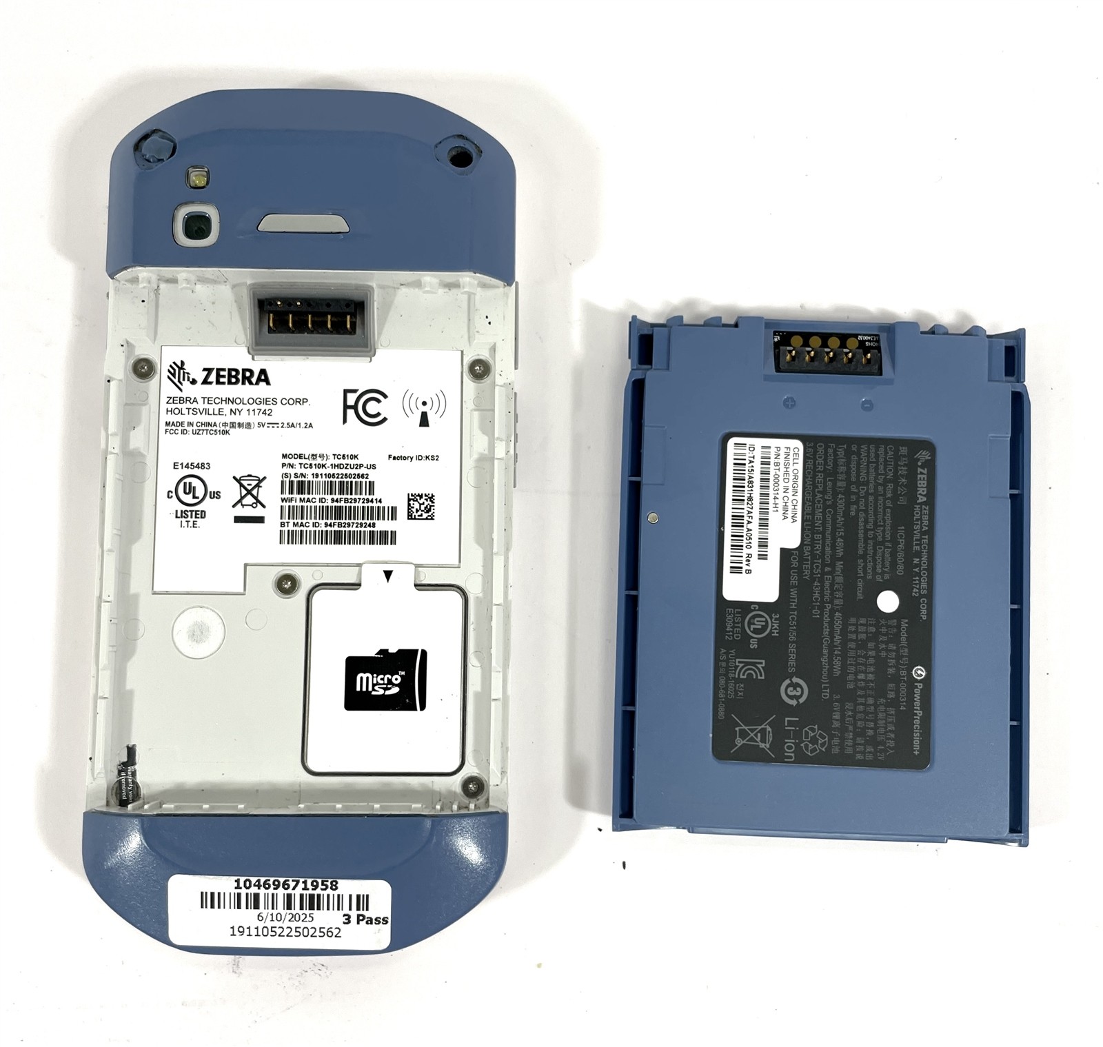 Zebra TC51 Barcode Scanner WiFi PDA TC510K-1HDZU2P-US w/ Battery