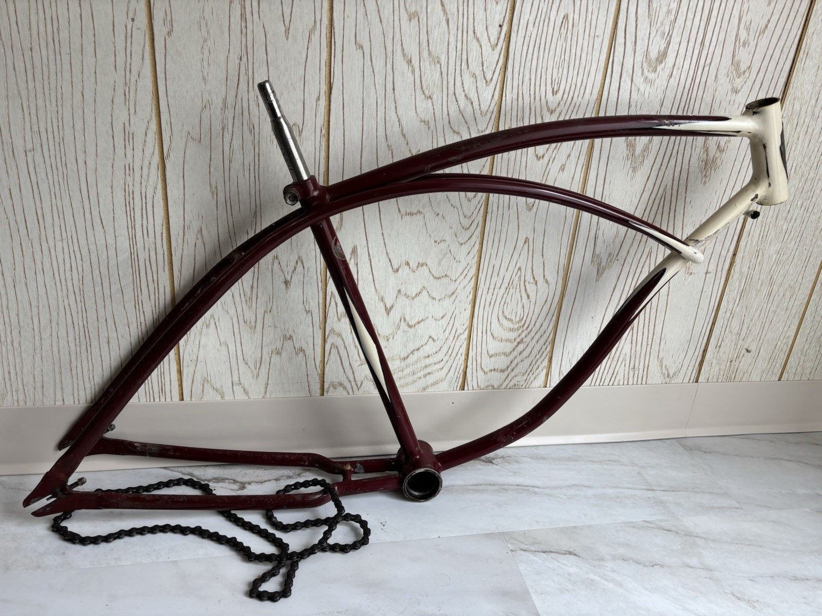 Prewar 1941 Schwinn Excelsior Autocycle Maroon Ivory Cantilever Frame