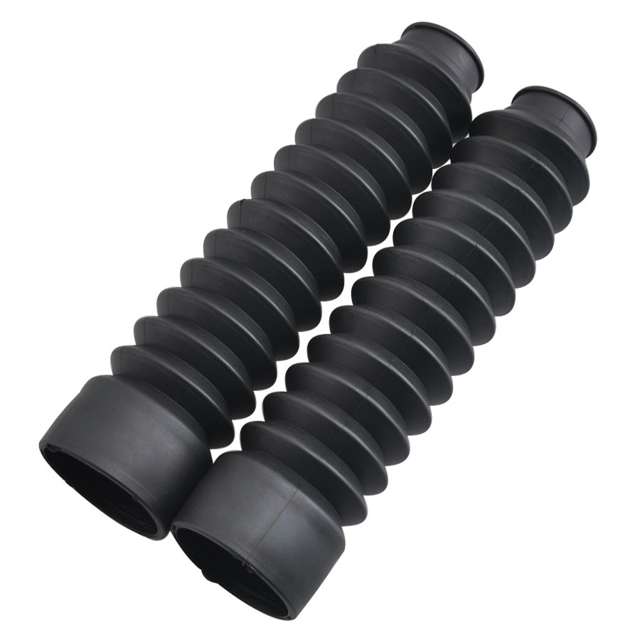 2x Universal Motorcycle Front Rubber Fork Boots Shock Absorber Dust Cover Black