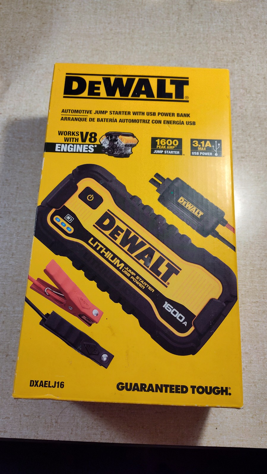 DeWalt DXAELJ16 Automotive Jump Starter w/ USB Power Bank 1600 Peak Amps NEW
