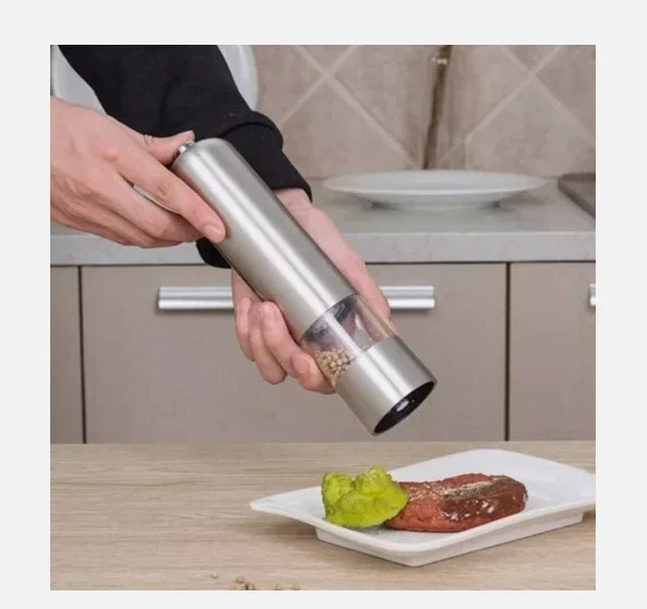 2 Pack Electric Salt Pepper Grinder Mill Shakers Set Adjustable Stainless Steel