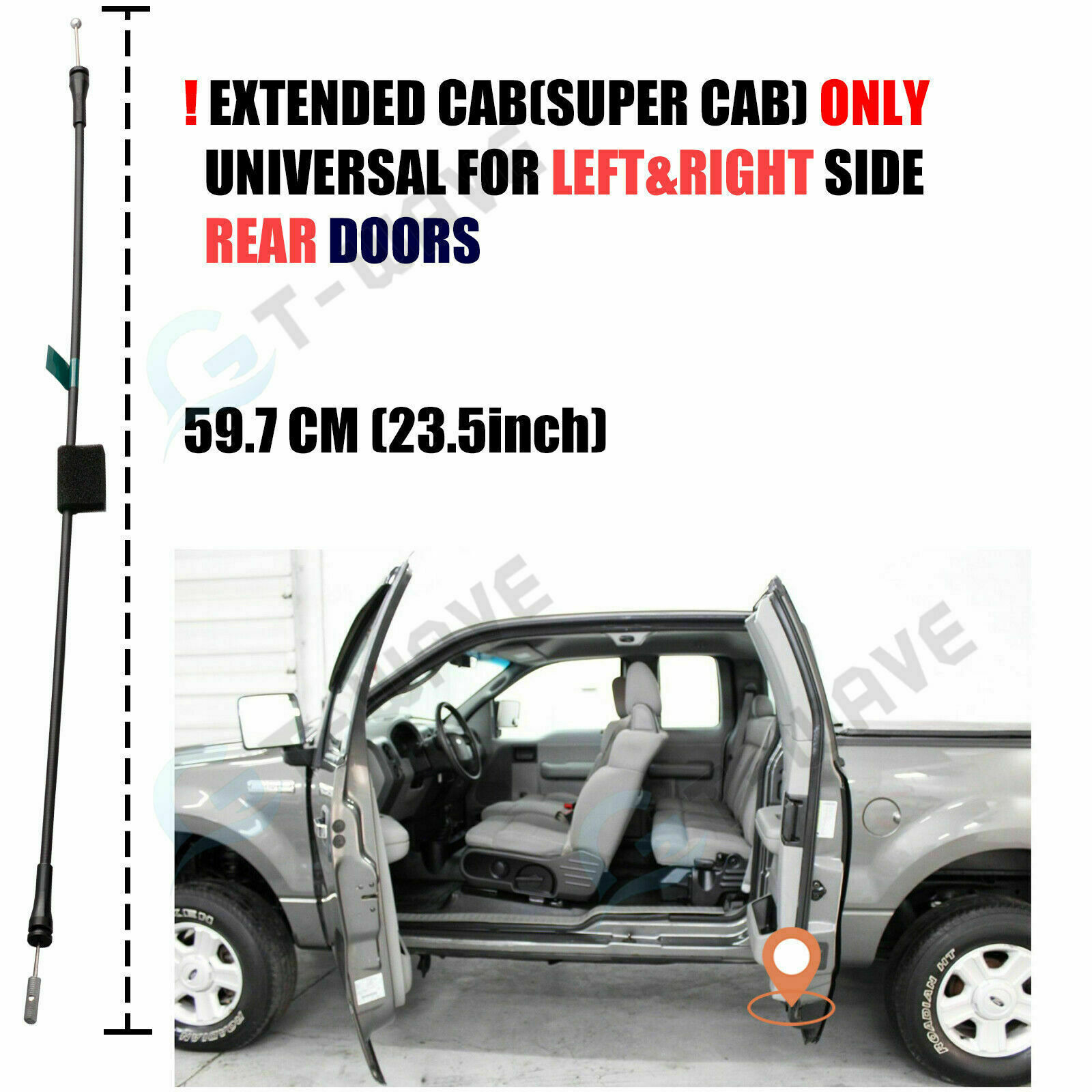 Rear Door Lower Side Door Latch Release Cable for Ford 97-04 F150 F250 (2 PCS)