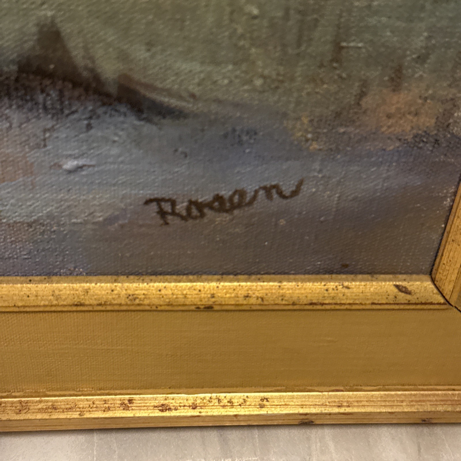 Vintage Florida Landscape Original Oil Painting On Canvas Framed Signed Rosen