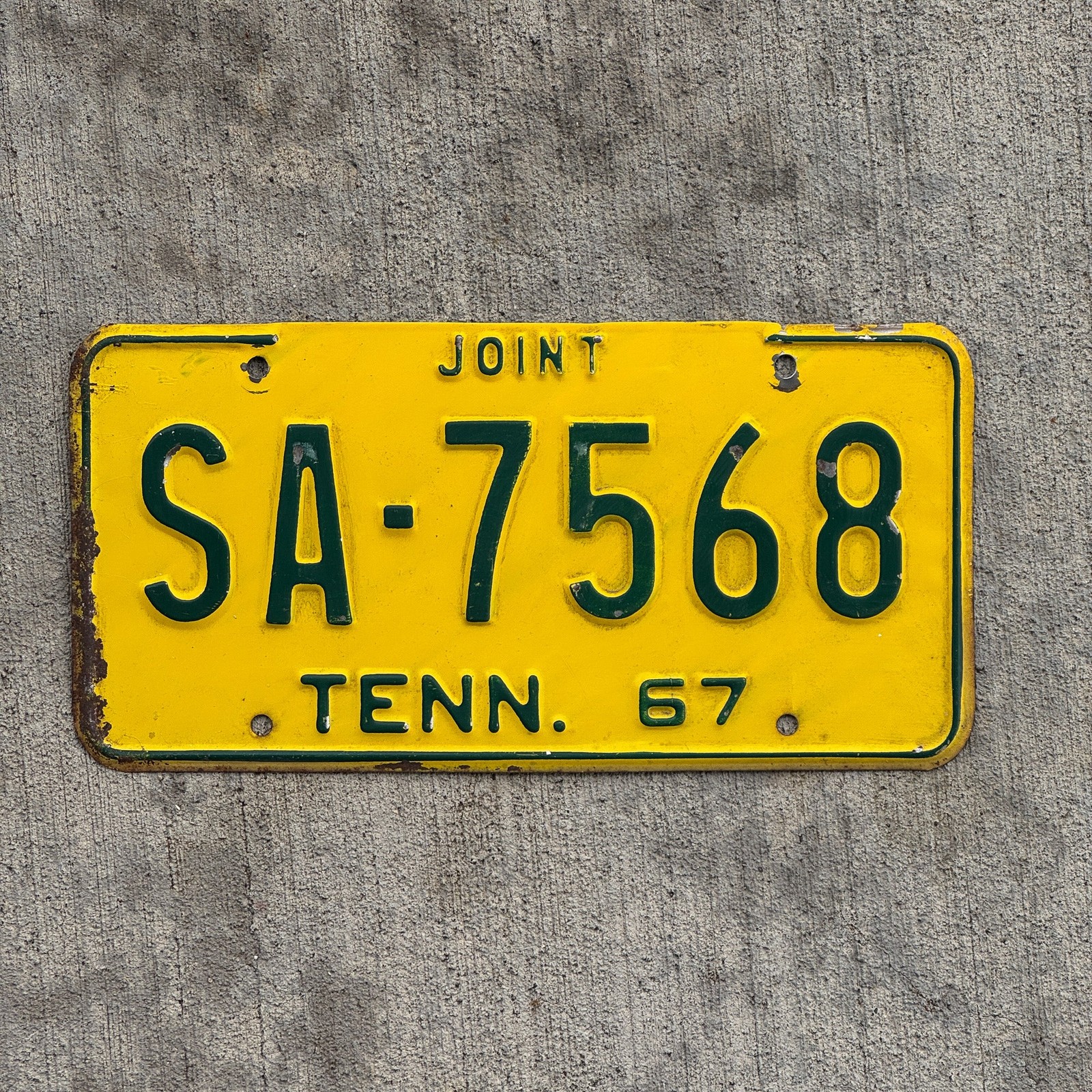 1967 Tennessee Joint Truck License Plate Auto Tag Garage Decor Vintage SA 7568