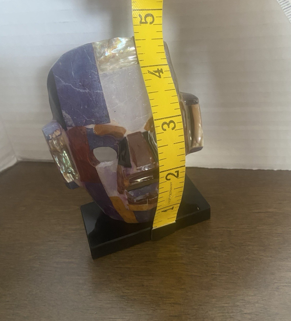 5" mosaic ceremonial burial death mask replica semi-precious stones Aztec Mayan