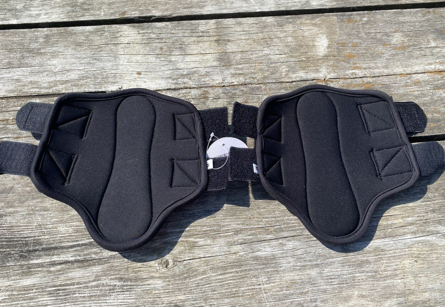 Turn Two black neoprene Splint/Sport boots w/pink filigree leather M horse