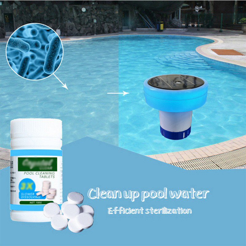 Solar Pool Chlorine Floater Dispenser with LED Lights Floating for Spa Hot Tub