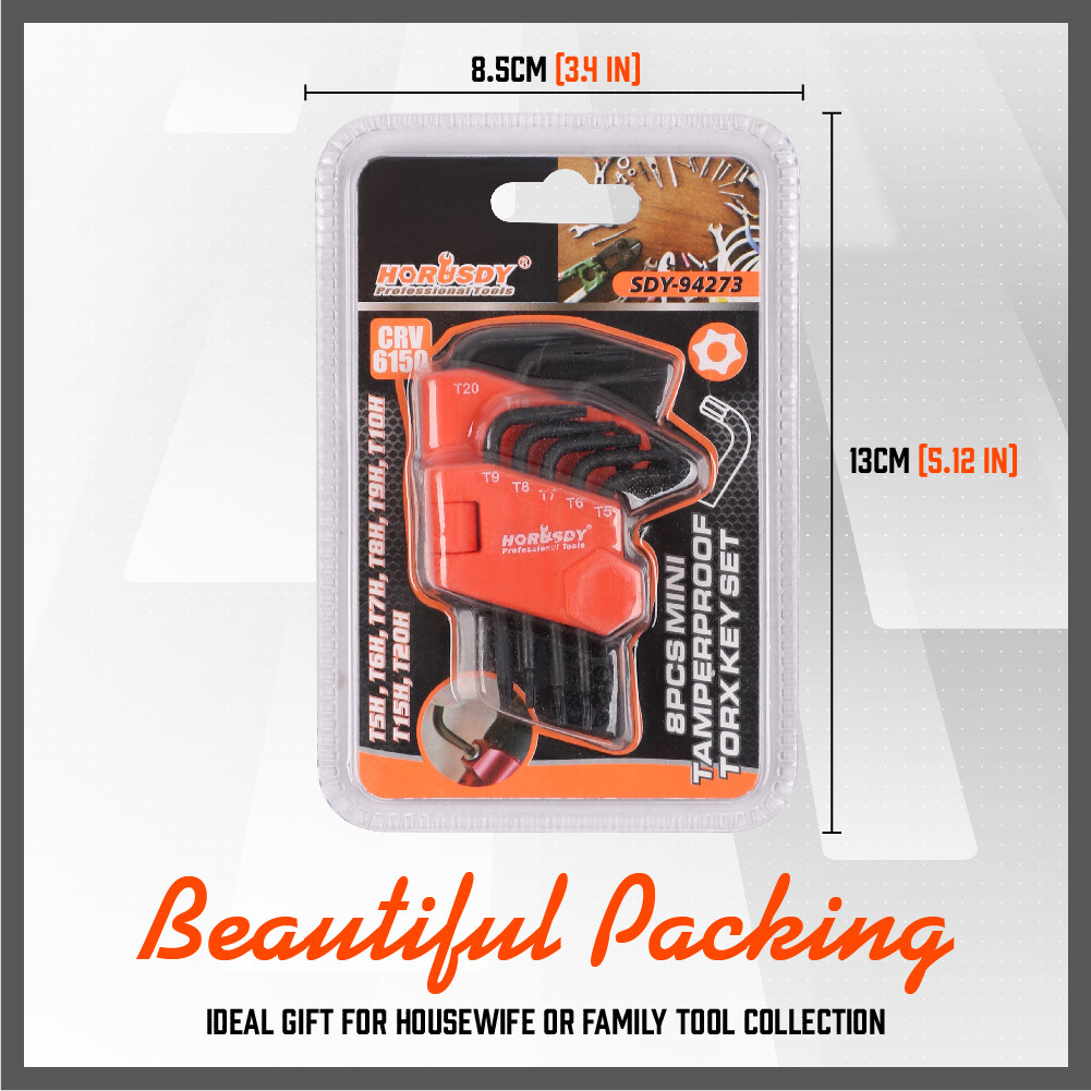 8PC Security Torx Star Key Set Tamper Proof Mini Allen Screwdriver T5 - T20