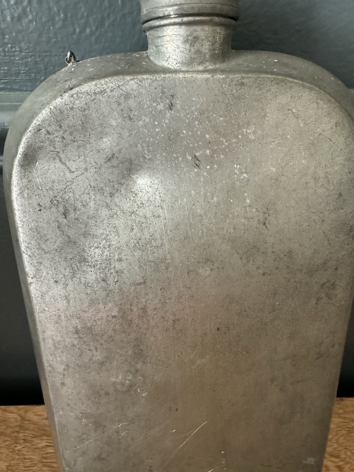 ANTIQUE PEWTER ABERCROMBIE & FITCH 24 OUNCE FLASK|CANTEEN WITH CHAIN