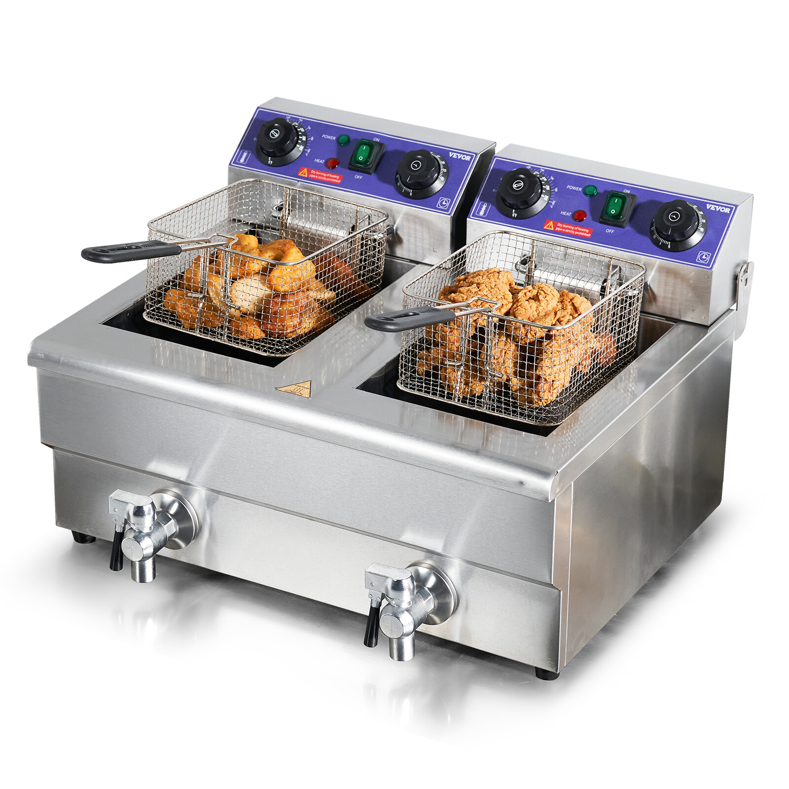 VEVOR 22L Electric Deep Fryer Dual Tank Commercial XL Fry Basket 3000 W