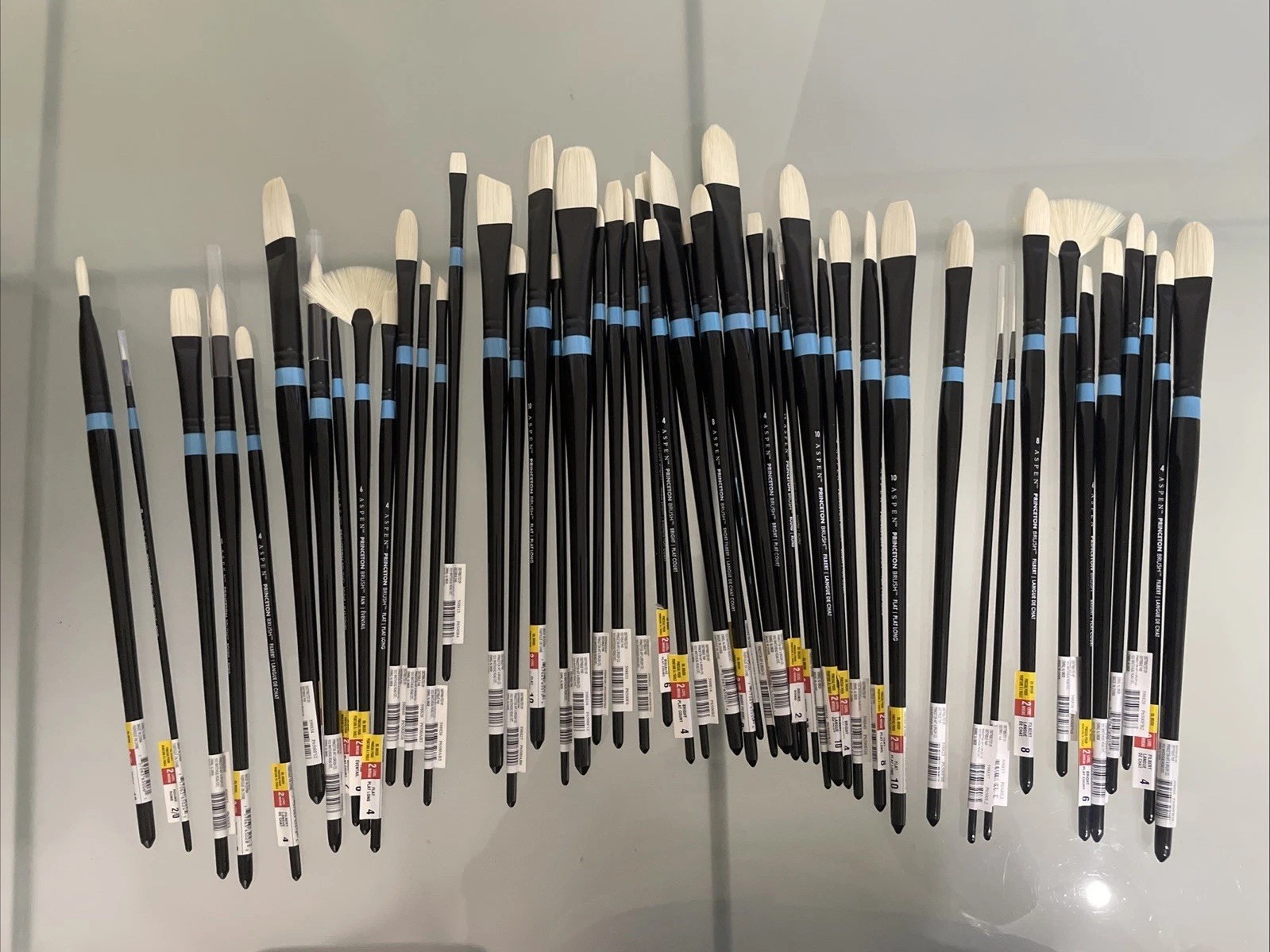 LOT OF 49 - Princeton Aspen Long Handle Oil Acrylic Synthetic Paint Brushes