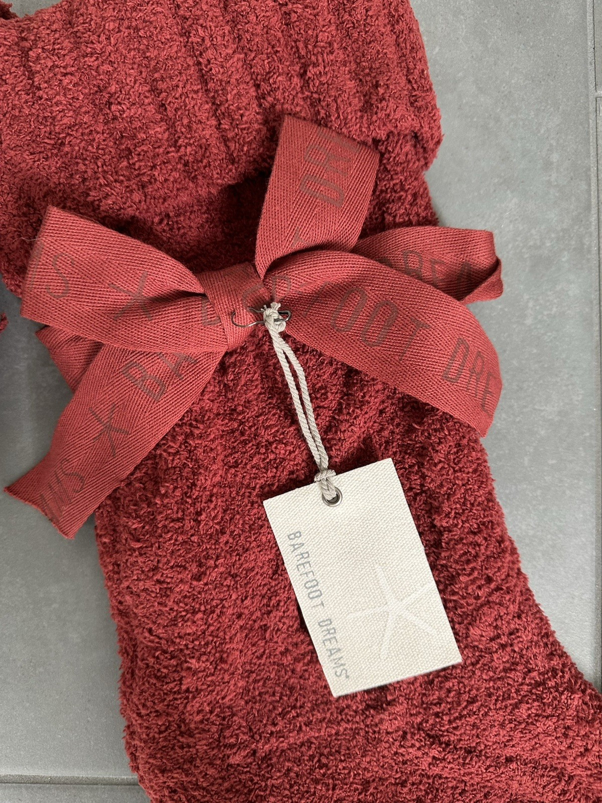 Barefoot Dreams Crimson Red CC Cable Holiday Stocking Christmas One Size NEW