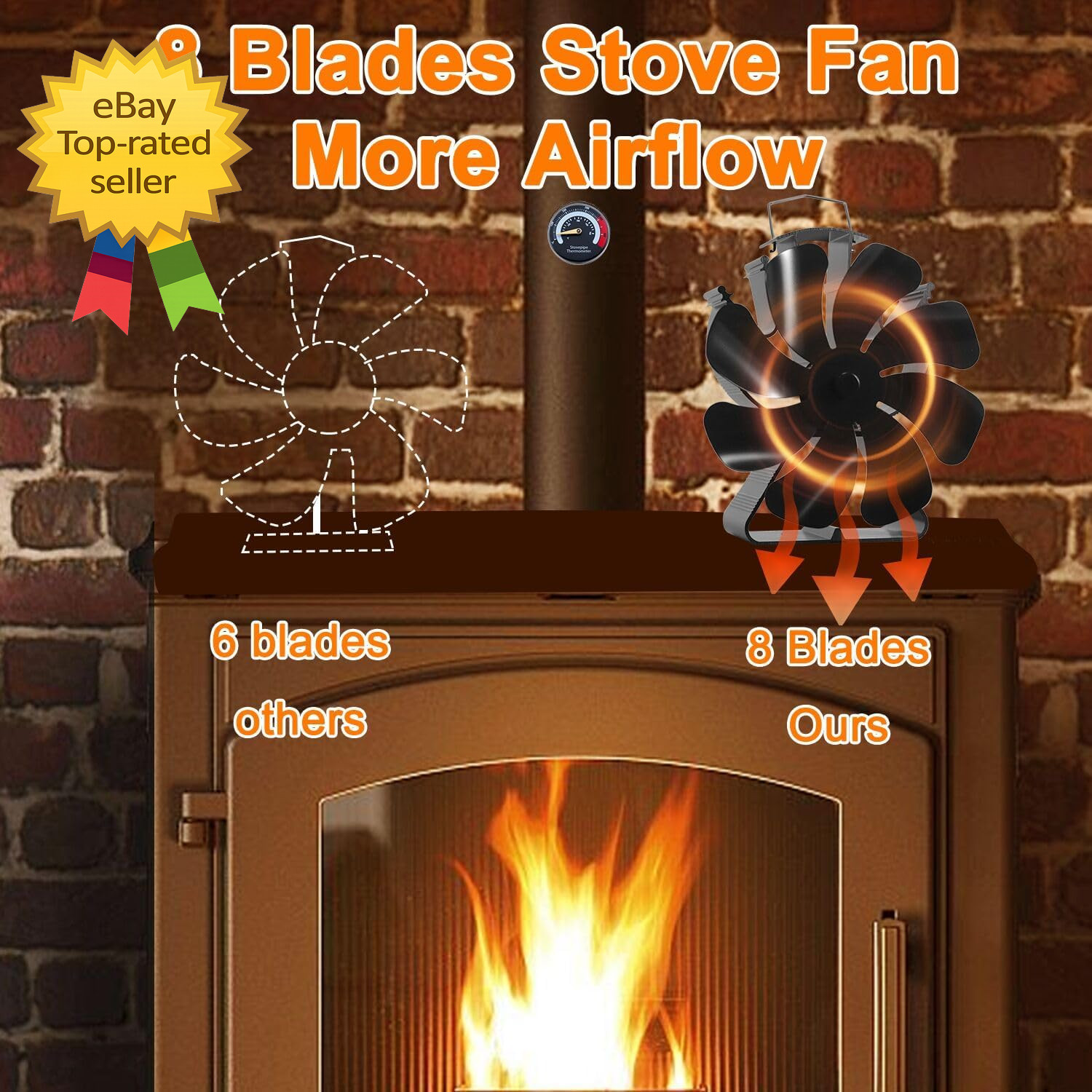 Wood Stove Fan Heat Powered Fireplace Fans Non Electric Heat Activated Thermal F