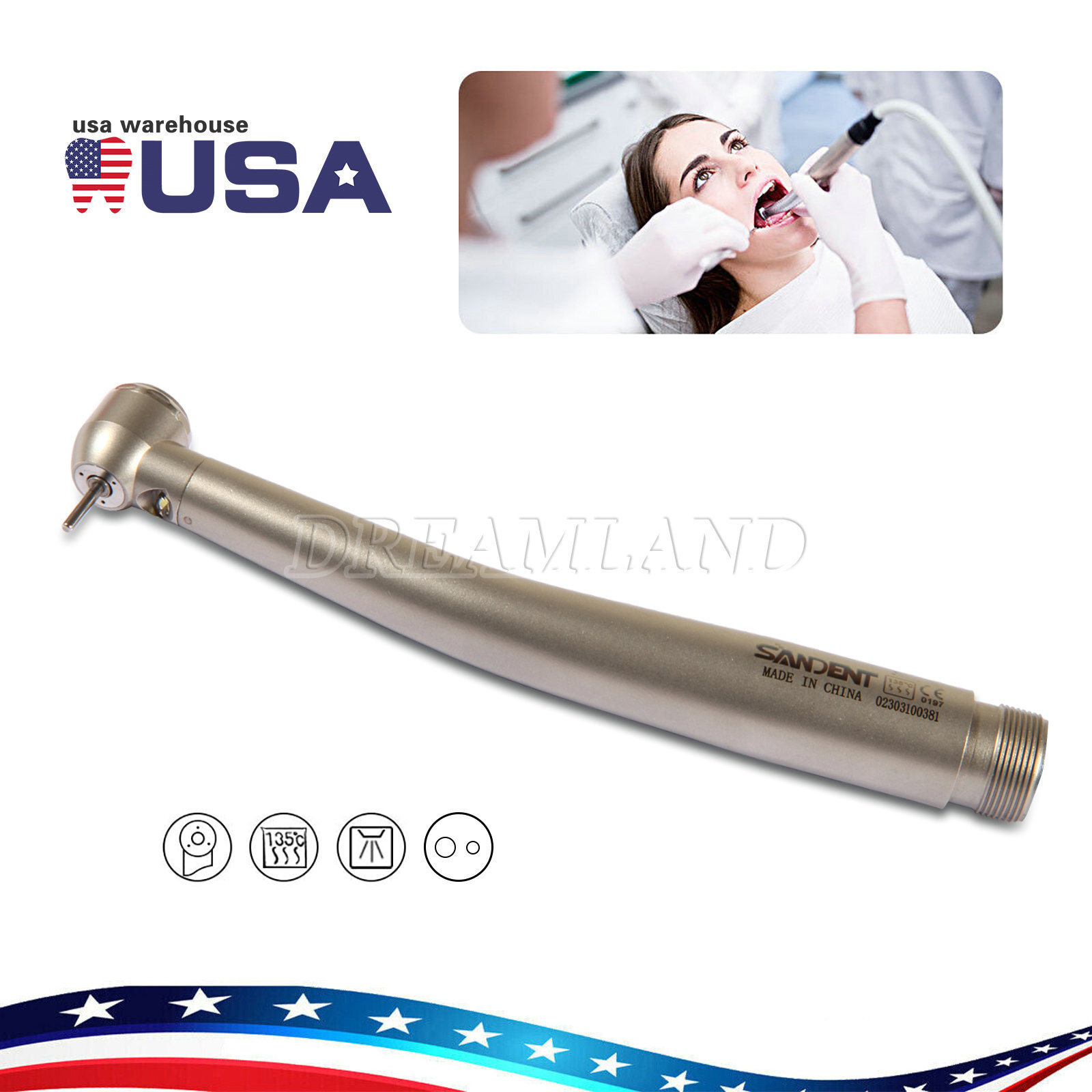 Pieza de mano LED turbina alta velocidad fibra óptica dental estilo NSK 2 Holes