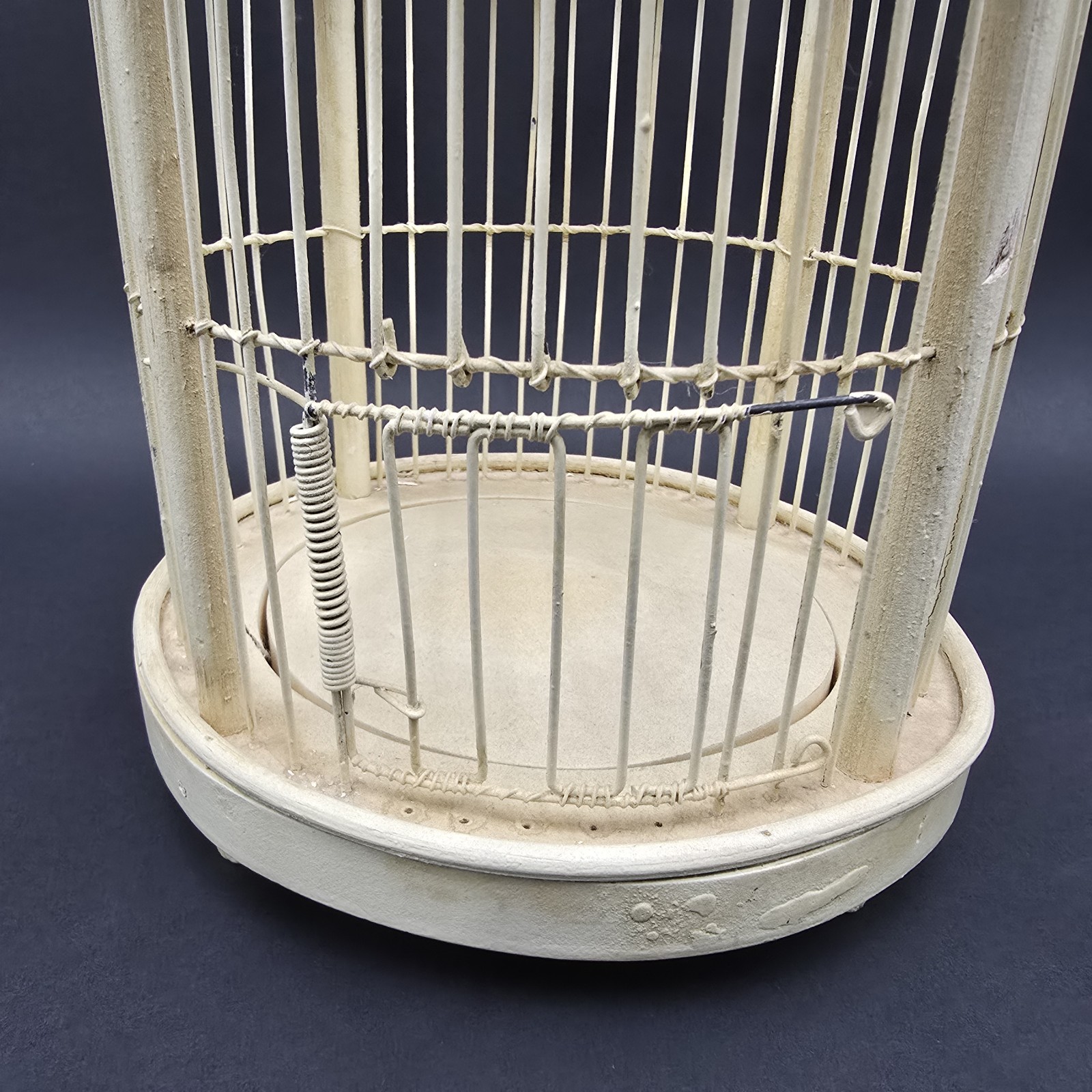 Vintage Wooden Bird Cage Off White Small Bird Country Home Decor 18"