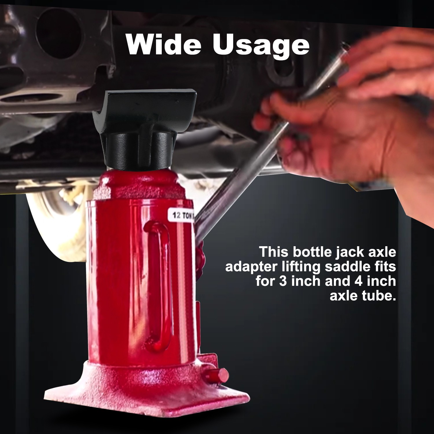 Auto Bottle Jack Adapter Saddle Kit for 12-ton 20-ton 3 Inch & 4 Inch Axle Tube