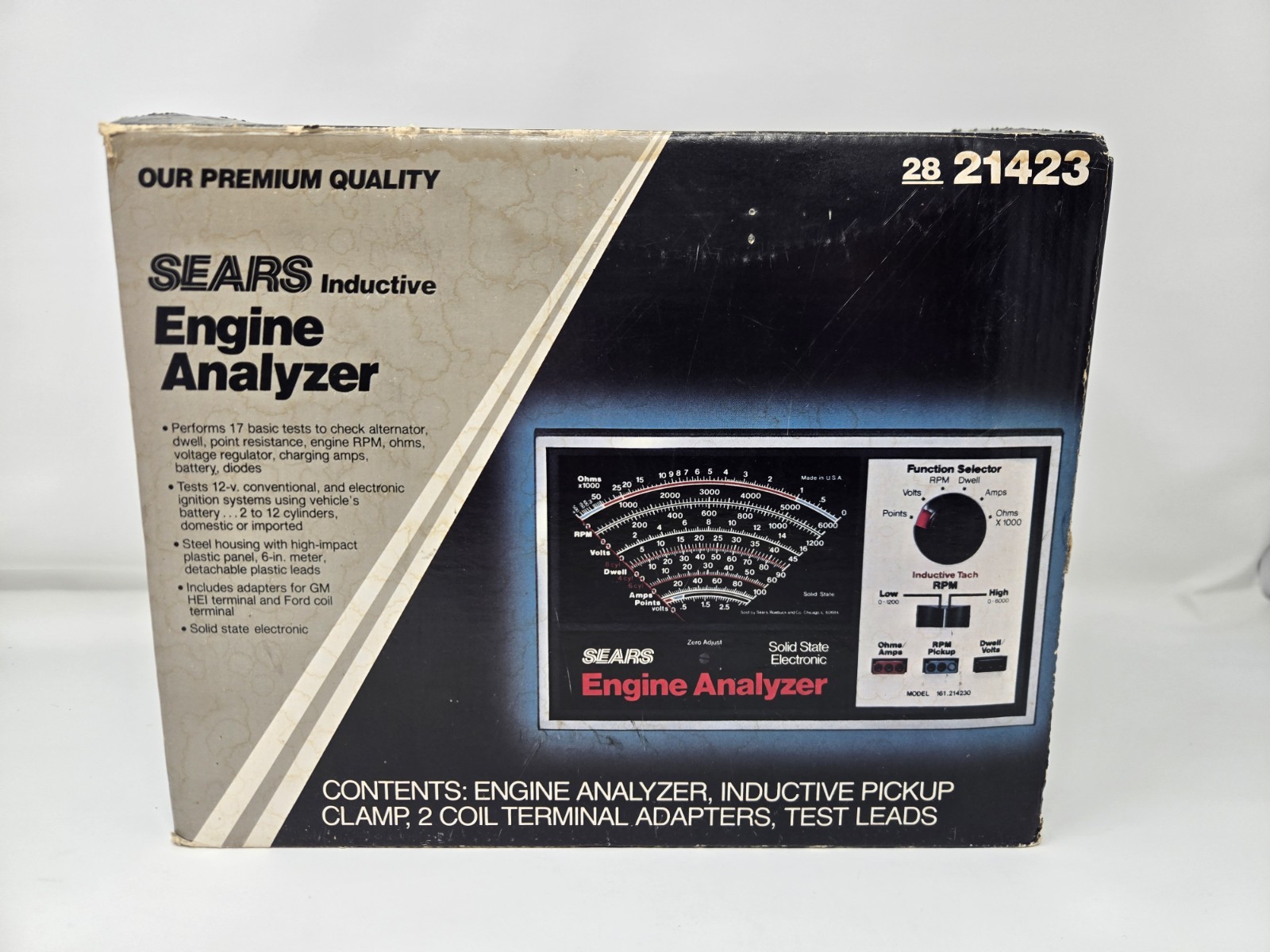 NICE Vintage Sears Engine Analyzer Model 28-21423 w/ Leads & Manual