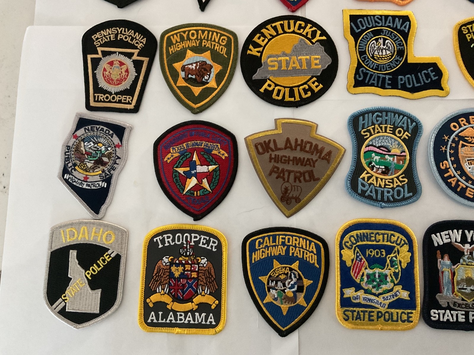 Police collectors patch set 50 pieces state patches. All hat size smaller patch