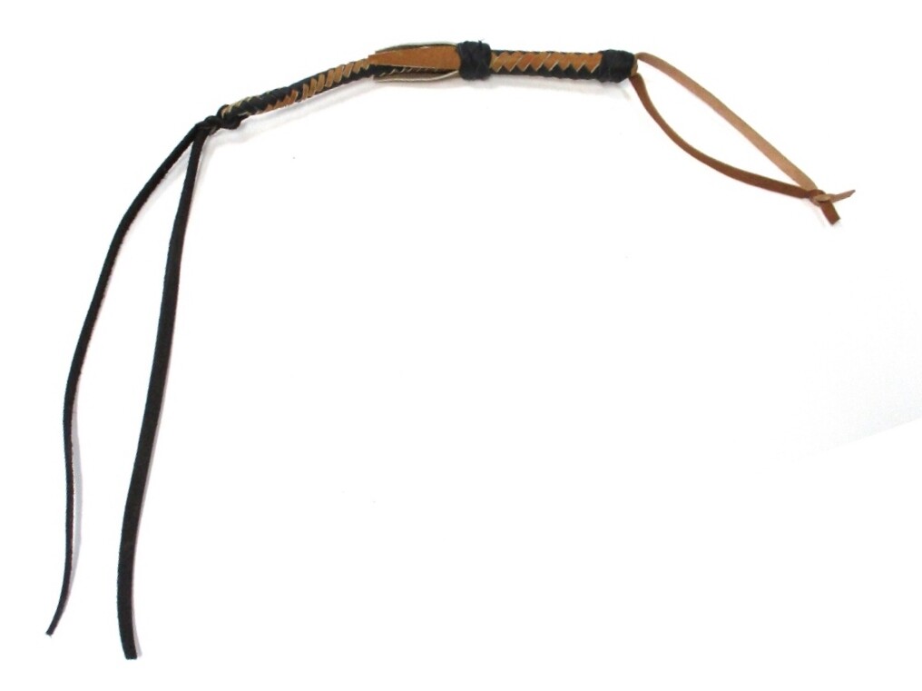 Braided Leather Quirt Brown and Black Handmade Old Style Vaquero New Free Ship