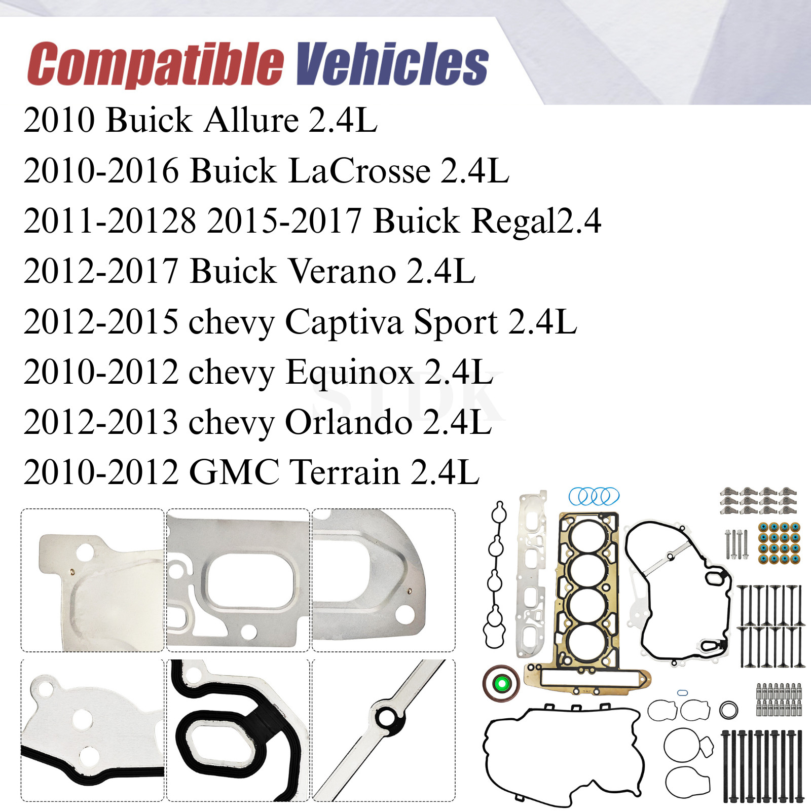 Head Gasket Set & Rocker Arms & Valve Lifter For Chevy Equinox GMC Terrain 2.4L