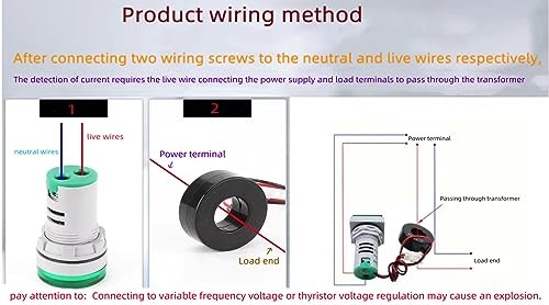 with Three-Digit Display AC Current, Voltage, Frequency Indicator, 22mm Green