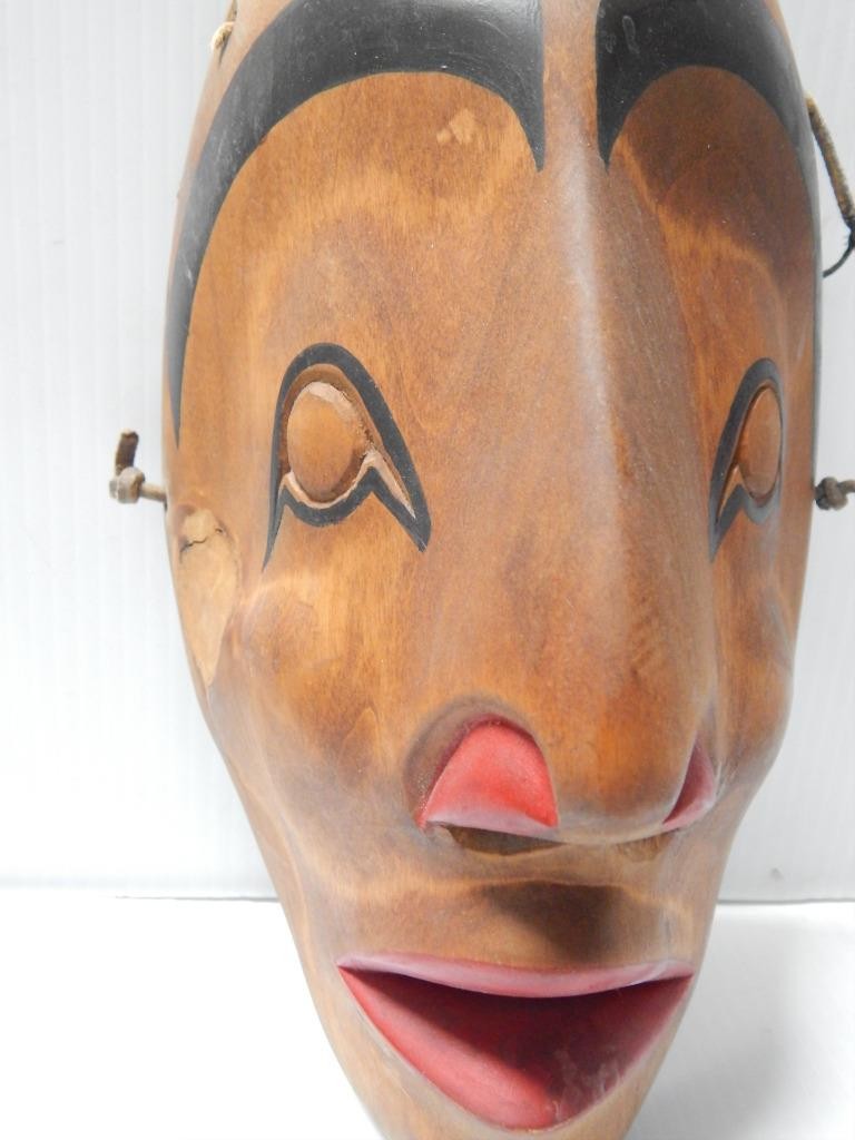 VINTAGE NW COAST SALISH INDIAN ALDER WOLF TRANSFORMATION MASK - V. MOON