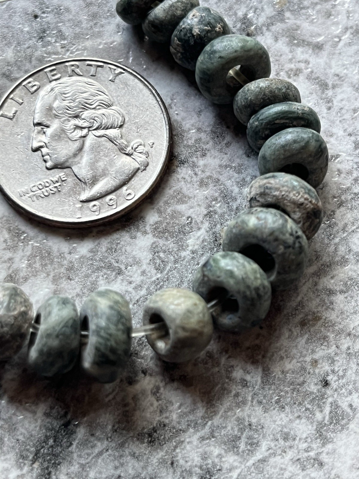 20 Jade Beads PreColumbian Ancient Artifacts Teotihuacan Mayan Free Shipping