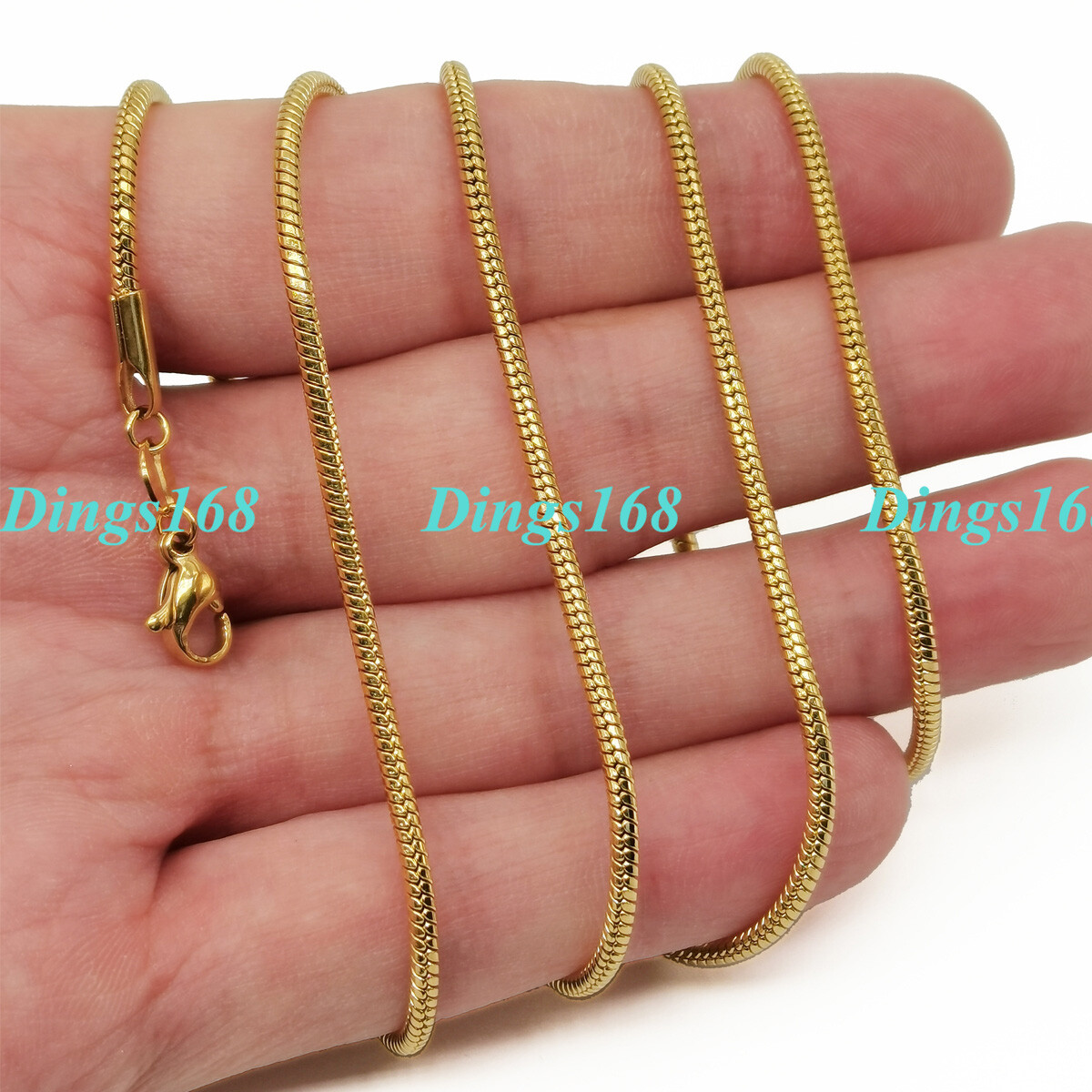 18K Yellow Gold Filled Classic Snake Chain Necklace 16/18/20/22/24/26/28-38 inch