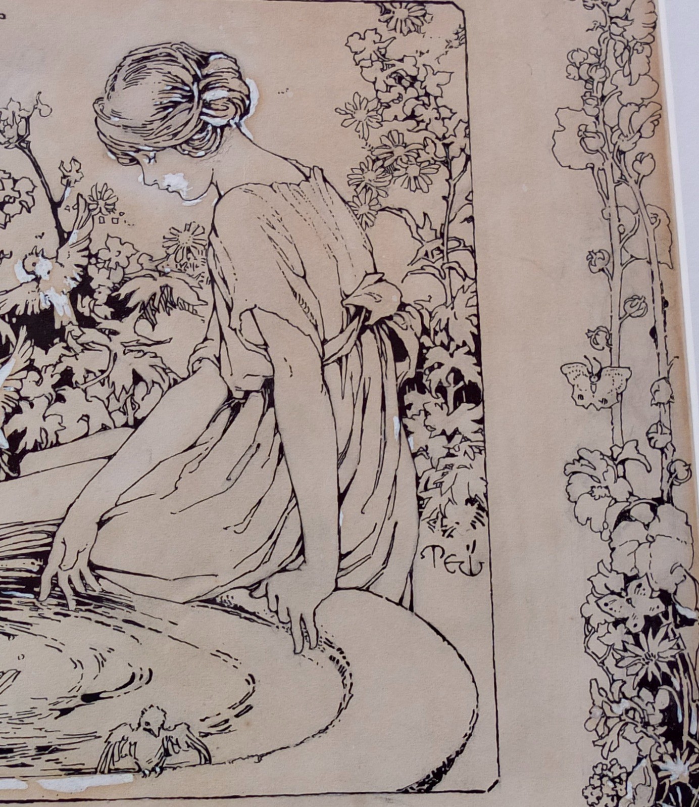 Margaret Ely Webb Original Drawing For Elise Margaret Storke Bookplate In Frame