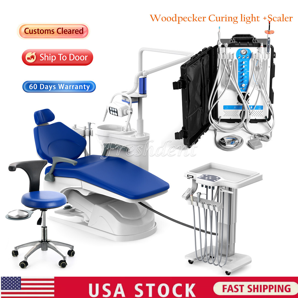 Dental Unit Chair Controlled DC Motor PU Leather/Delivery Unit Air Compressor 4H