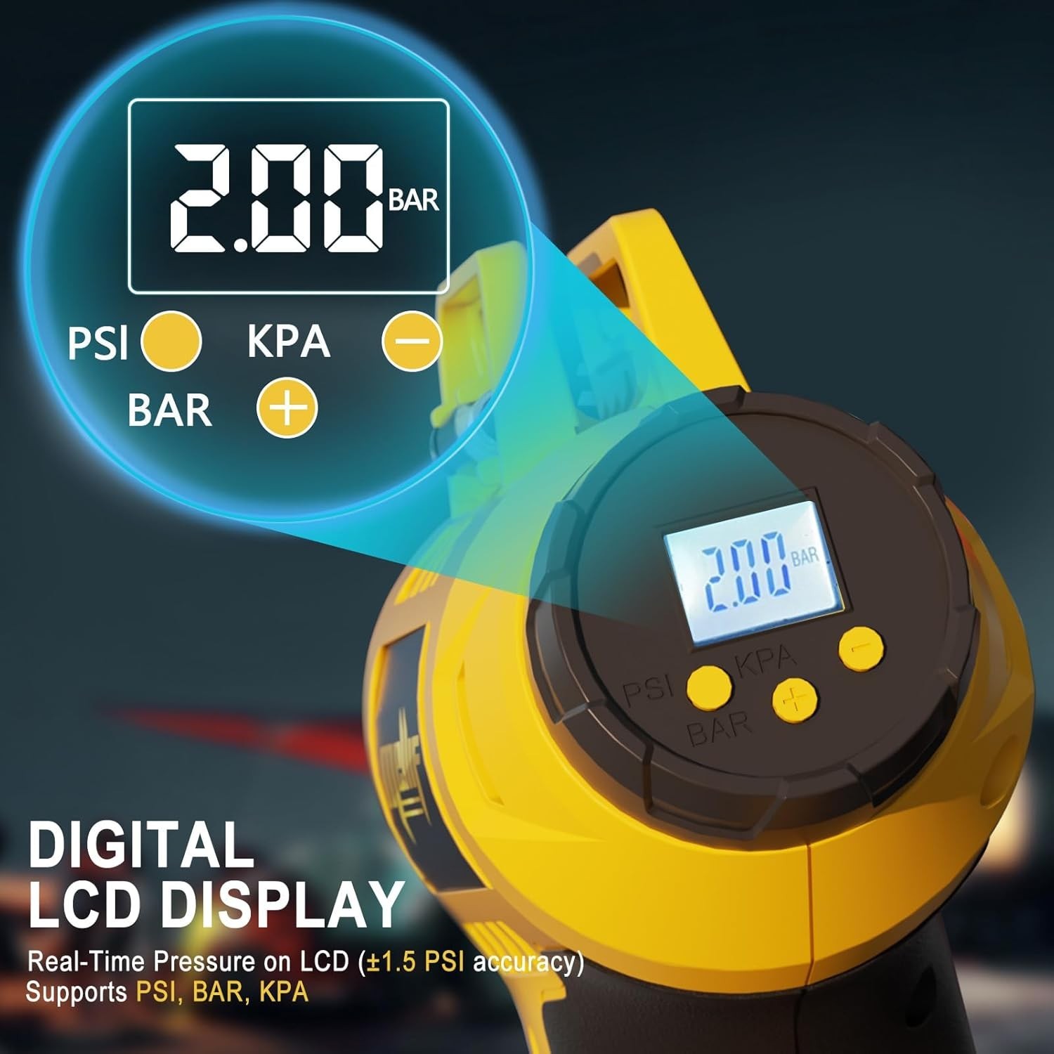 Cordless Tire Inflator Portable Air Compressor Tire Pump for Dewalt 20V Battery