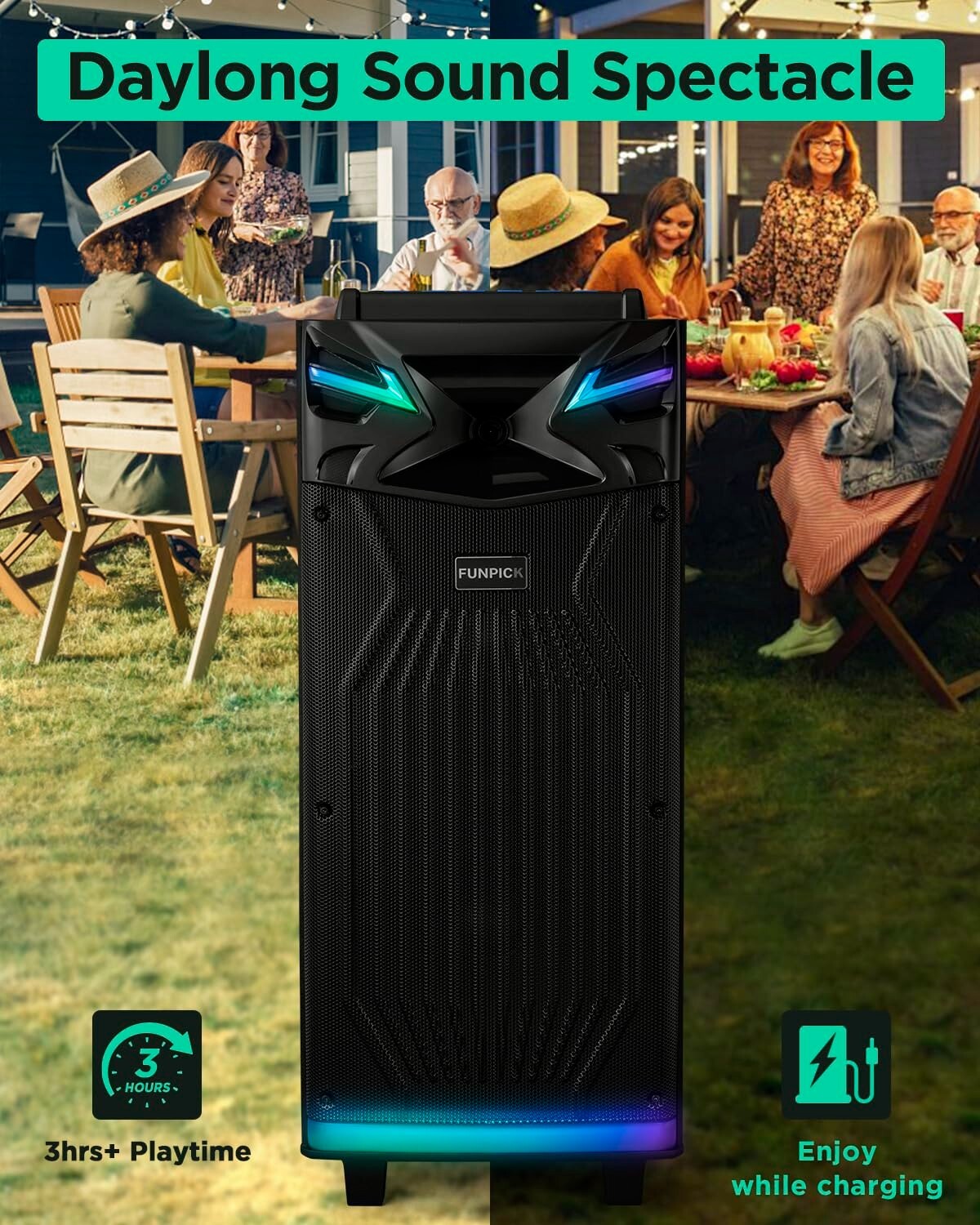 Karaoke Machine with 2 Microphones, Bluetooth Dual-10 Karaoke Speaker