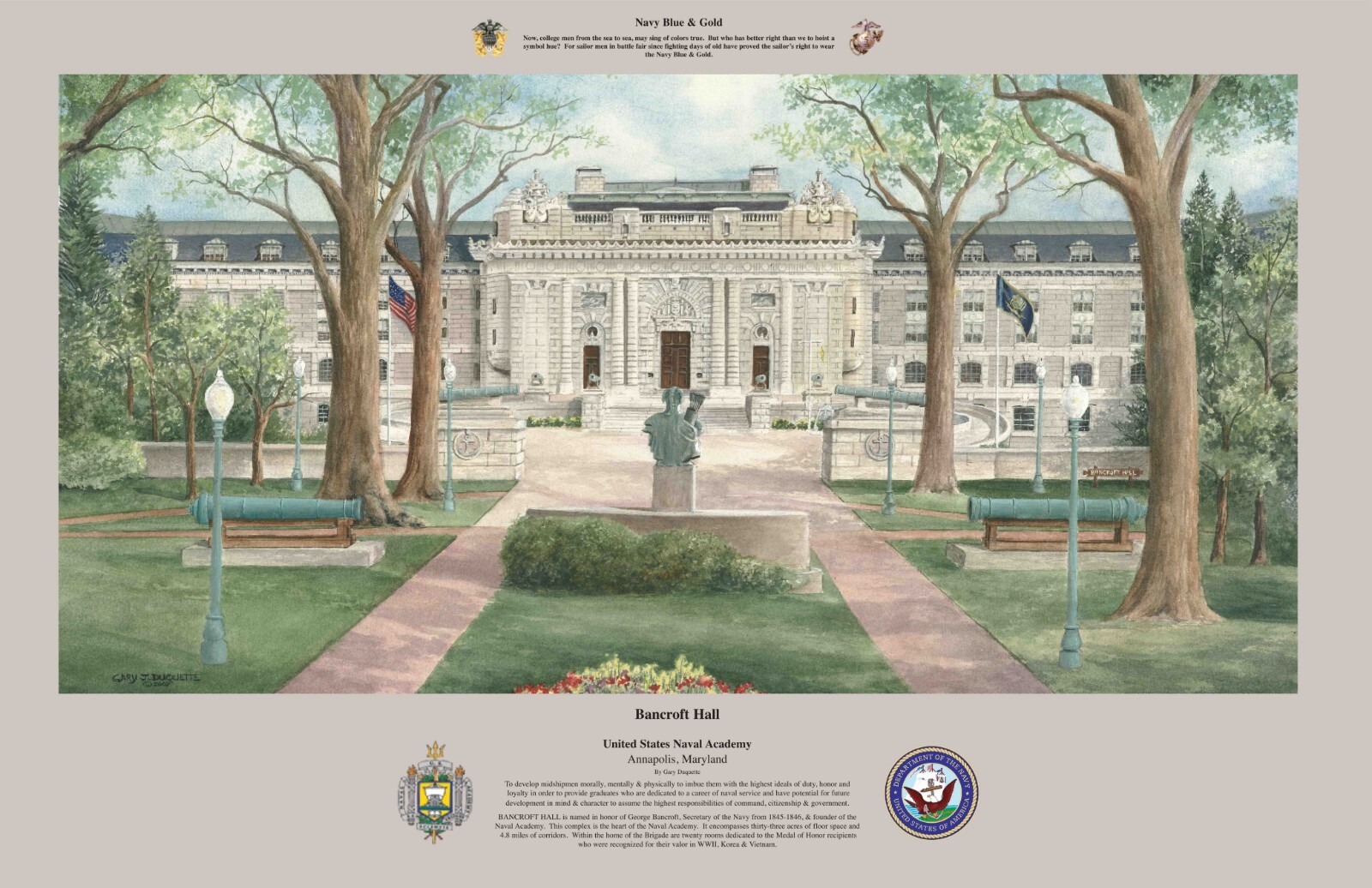 USNA 20x30 Print SIGNED by Colonel John Ripley USMC Navy Cross recipient w/COA