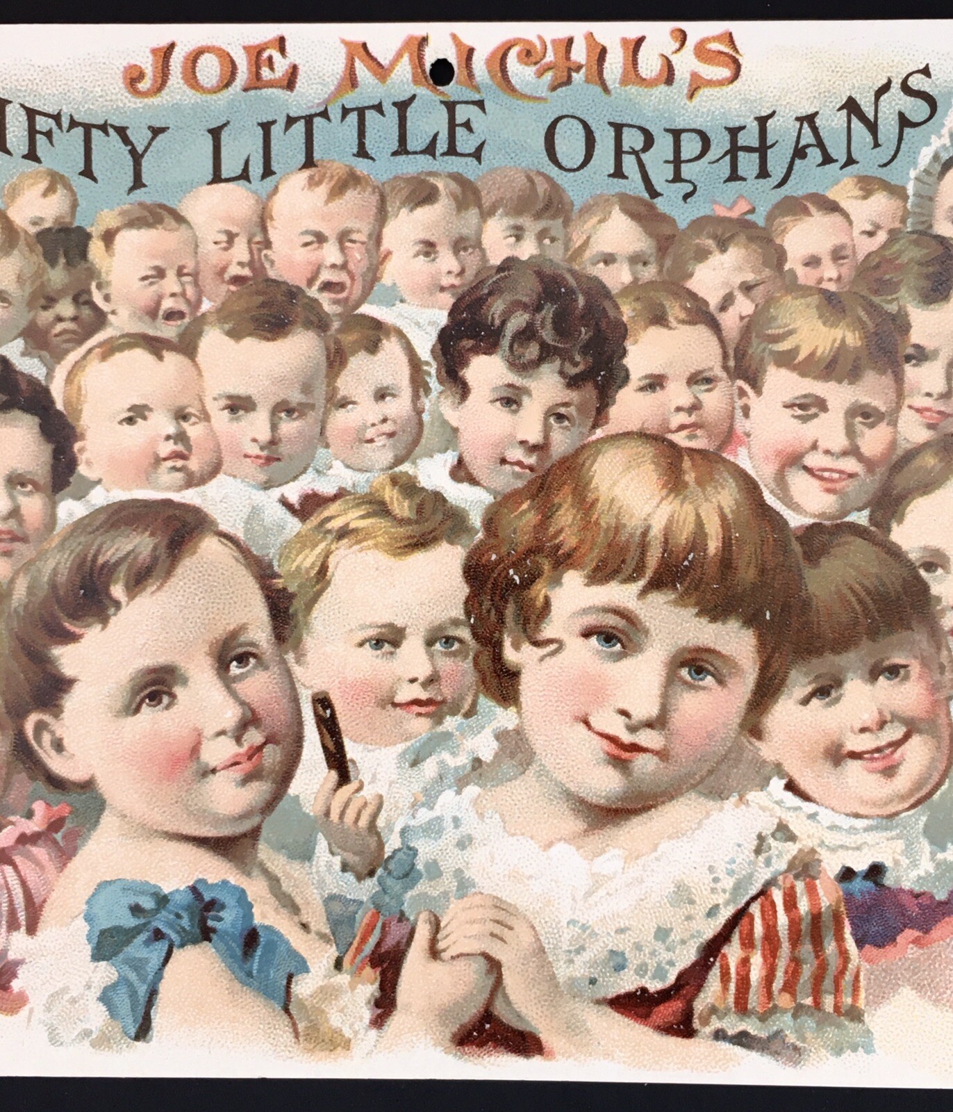 Joe Michl's Decatur IL Smoke Fifty Little Orphan Cigar advertisement Card