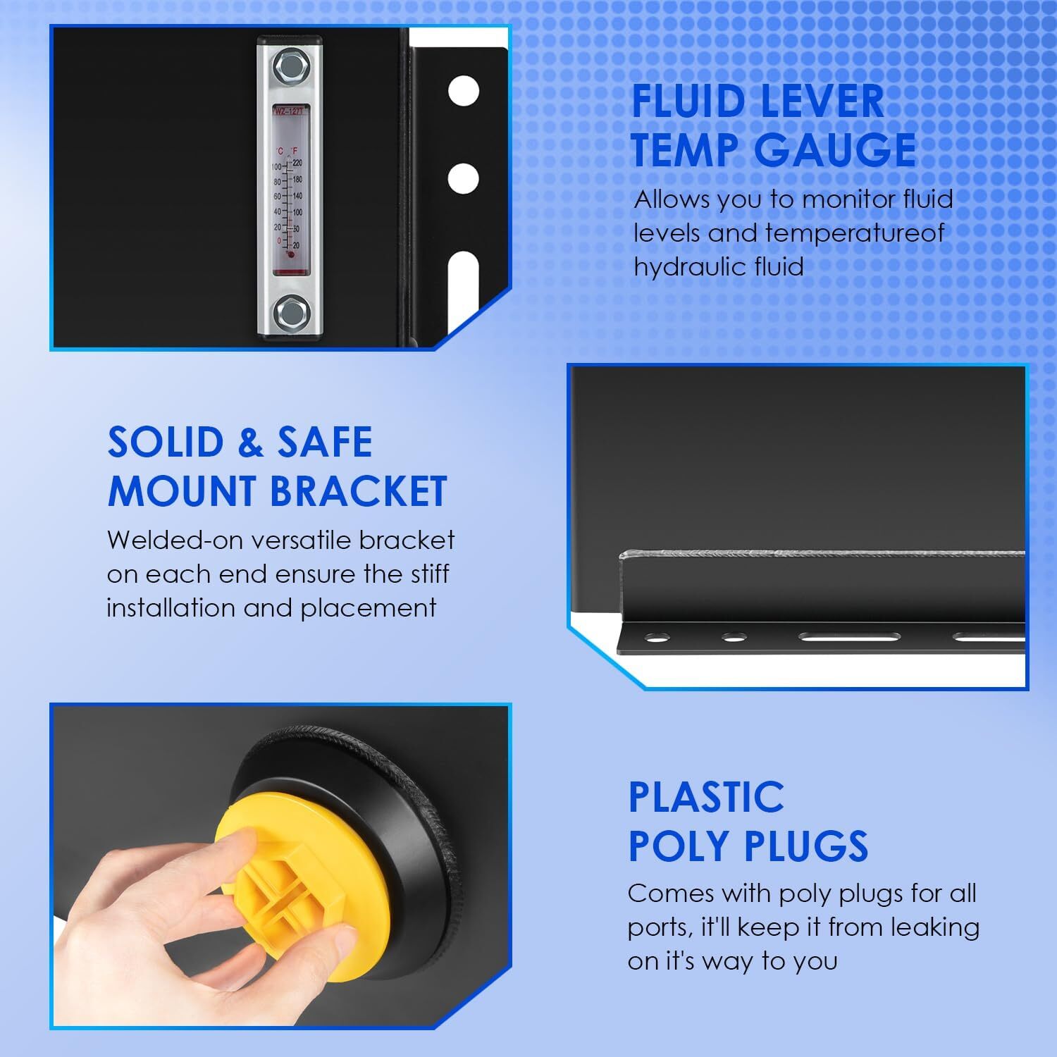 15 Gallon Hydraulic Fluid Reservoir Tank with Fill Cap Vertical Mount for Truck