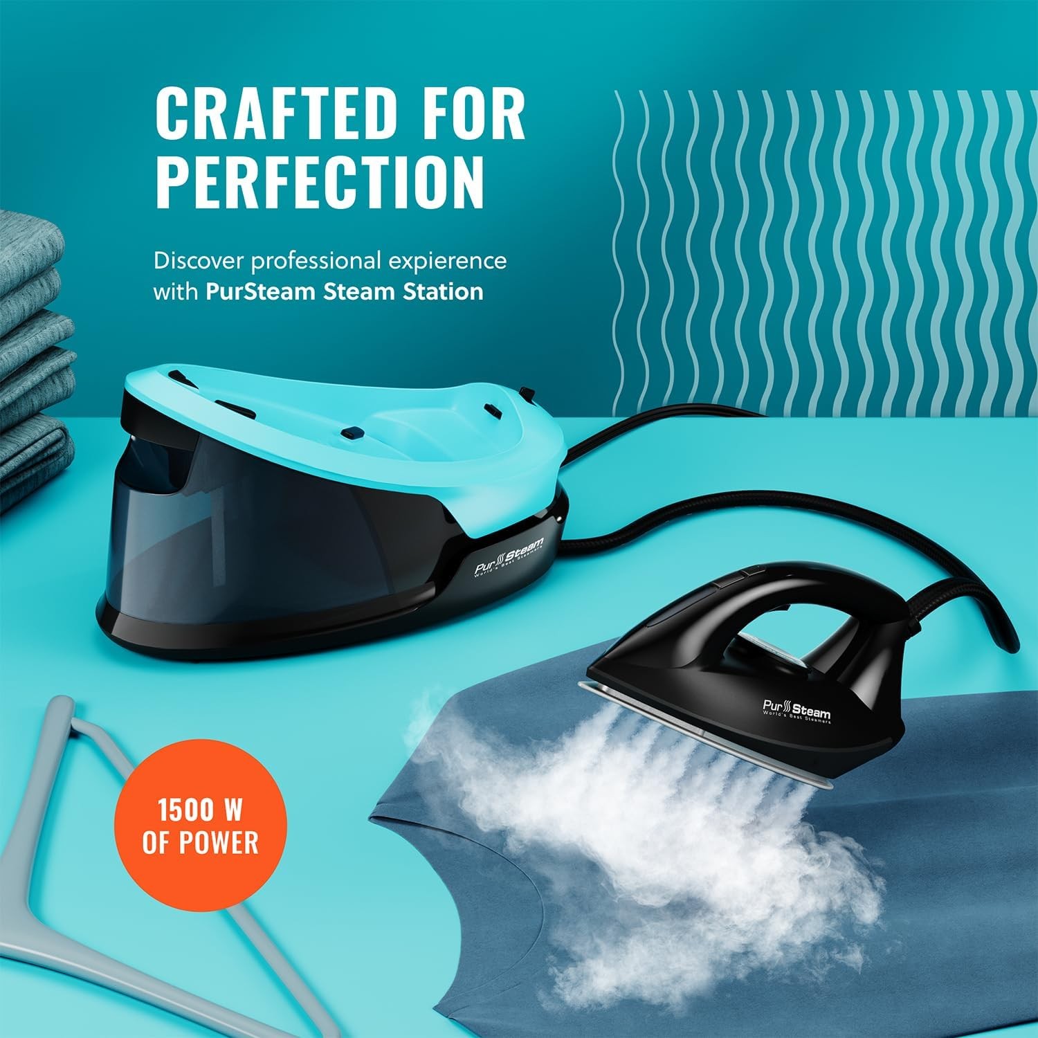 Pursteam Steam Station Max Ceramic Soleplate Steam Iron for Clothes 1500W